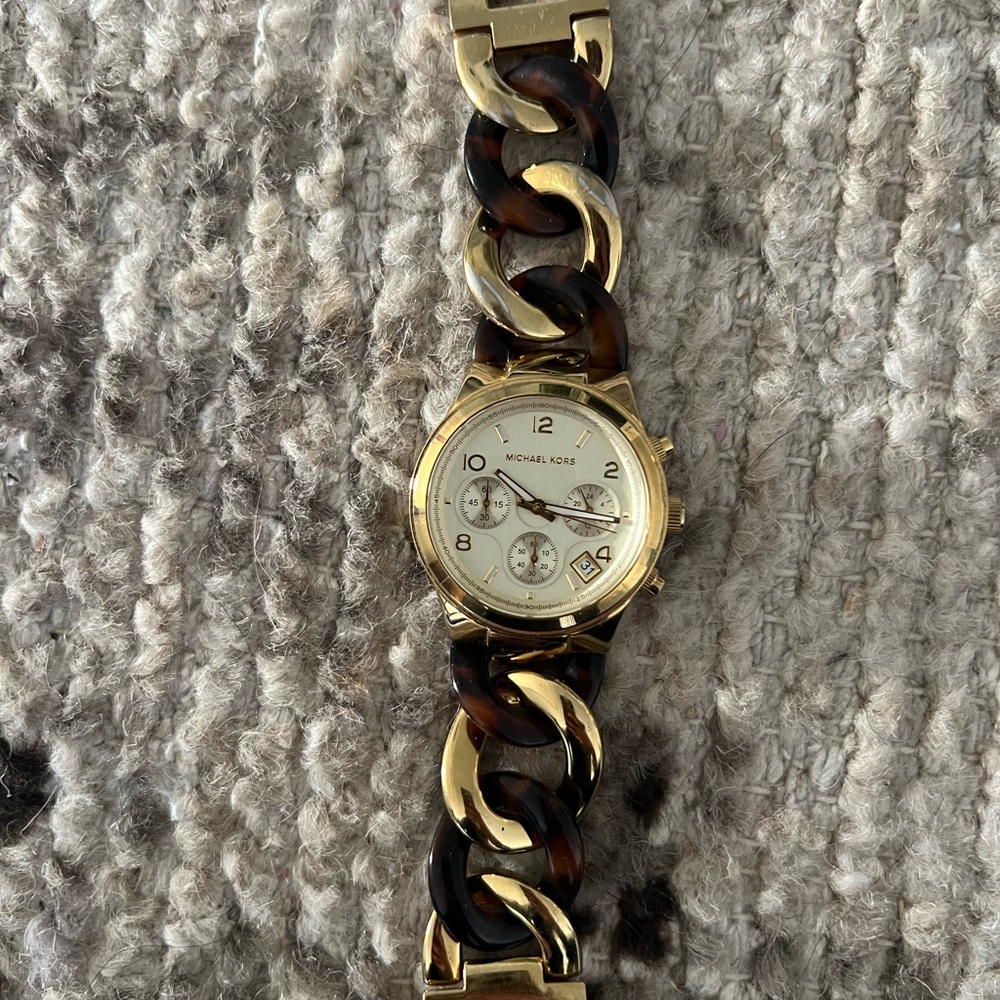 Michael Kors Gold-Tone and Tortoise Watch